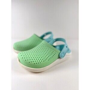 Crocs Literide Clog Kids Sandals Green Blue Water Slip On Outdoor Casual Size 1